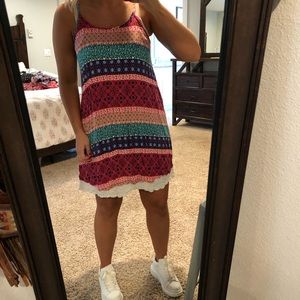 Bohemian crocheted lace hem dress